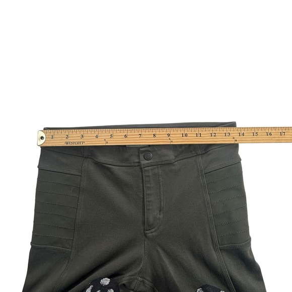 Athleta Moto Leggings Olive Womens Size 6 Ribbed Panel Zipper Athleisure Pants - Picture 12 of 16